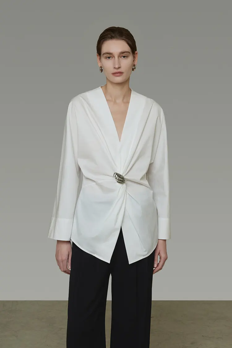 Women's Metal Buckle Party Blouse