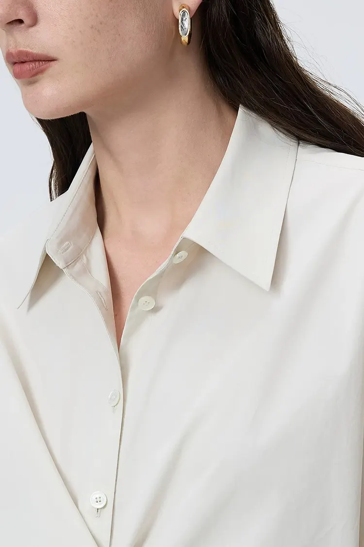 Women's Simple Cotton Commuting Shirt Dress