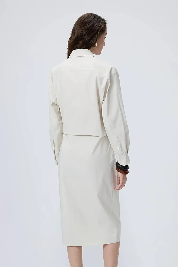 Women's Simple Cotton Commuting Shirt Dress