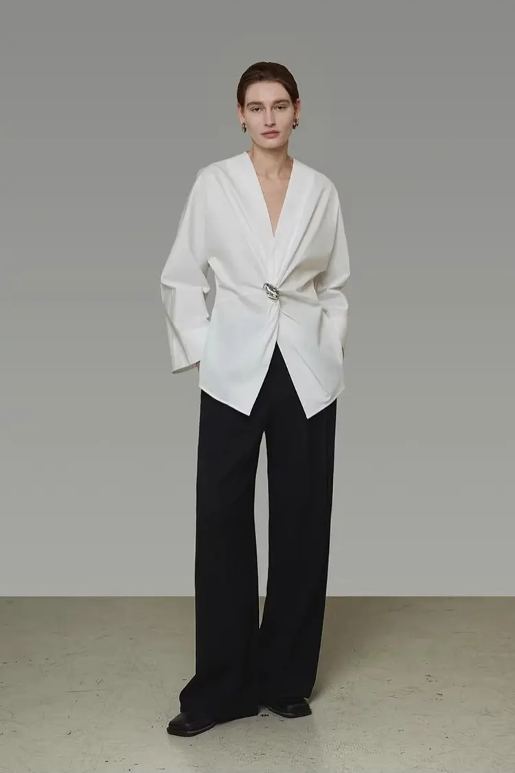 Women's White Button-Down Office Blouse