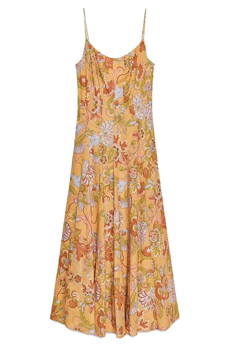 Vestido feminino de algodão com estampa floral de verão